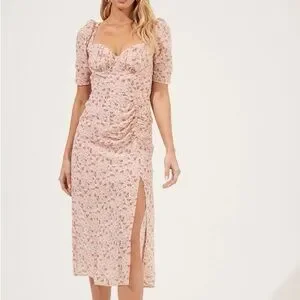 knee length dresses for ladies White Pink Cottage Lace Milkmaid Dress – Kawaiies main image 1